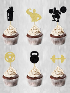 12Pcs Fitness Workout Gym Cupcake Toppers Cake Toppers