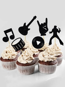 12Pcs Musical Rock Star Cupcake Toppers Birthday Party
