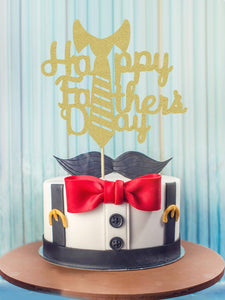 Happy Father's Day Gold Glitter Cake Banner