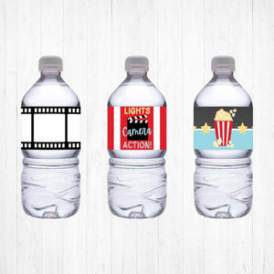 Hollywood Movie Night Bottle Label Water Bottle Labels Birthday Party Supplies-15pcs