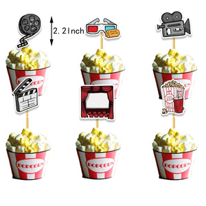 Hollywood Movie Night Popcorn Cake Toppers