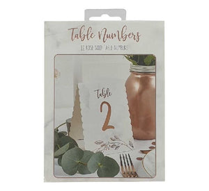 1-12 ROSE GOLD LEAF TABLE NUMBERS