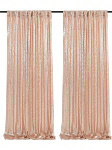 Rose Gold Sequins Backdrop Curtain 2Pcs