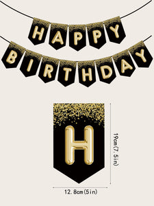 Black and Gold Happy Birthday Banner