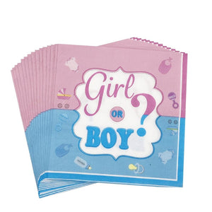 Gender Reveal Pink Blue Birthday Party Paper Napkins  x 10