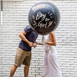 36inch Gender Reveal Balloon Boy Or Girl Balloon Party Black Latex Balloons Blue Or Pink Confetti Gender Reveal Baby Decorations