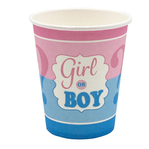 Gender Reveal Pink Blue Birthday Party Paper Cups x 10