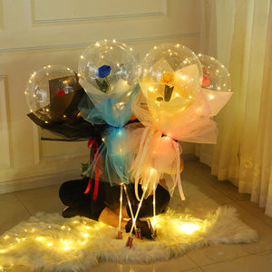 Luminous Led Balloon Transparent Rose Bouquet Flowers Birthday Party Mother’s Gift